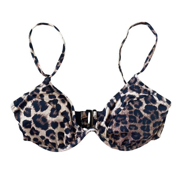 Good American Bikini Top XS Showoff Curve Leopard Print Swimwear New NWOT - Picture 2 of 6